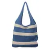 Bolso de Mano con Diseño Rayado Hueco Simple Transfronterizo Bolso de Hombro Verano Bolso Tejido de Nicho Bolso Tejido de Amazon