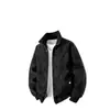 Chaqueta de motocicleta holgada, elegante y genial para otoño e invierno con cuello alto, moderna y a la moda, adecuada para ir al trabajo, versátil, diseño de retazos y estilo de chaqueta de cuero para hombre