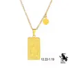 Moda INS nuevo collar para mujer colgante cuadrado tallado cadena para la clavícula chapado en acero inoxidable collar de oro real venta al por mayor