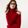 Suéter de Cashmere Feminino Outono/Inverno 2026, Engrossado com Borda Rebatida e Gola Alta, Macio e Confortável, Tricô Versátil para Outono/Inverno