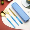 Internet Red Spoon Vajilla Portuguesa Acero Inoxidable Portátil Juego de Tres Piezas Cuchara Tenedor Palillos Tenedor Coreano Cuchara Palillos Juego
