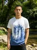 Nueva Camiseta de Manga Corta con Cuello de Jardín, Teñido Vegetal Índigo Tie-Dye, Hecha a Mano en Yunnan para Hombres y Mujeres
