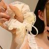 Anel de cabelo do intestino grosso com arco suave High-end estilo coreano fita rosa Lace Ribbon Hair Rope Acessórios para o cabelo