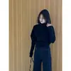¡Llegó! Nuevo diseño de invierno, estilo nicho, cuello medio alto, cuello con volantes, suéter de punto, top de punto interior para mujer, otoño