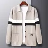 Item quente da transmissão ao vivo jaqueta cardigã de malha masculina suéter moda outono bloco de cores casual vestuário masculino manga longa outer wear tricô