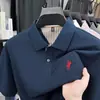 Camisa Polo de Manga Corta para Hombre con Seda de Morera, Nuevo Estilo Verano 2026, Camiseta de Negocios con Cuello de Solapa, Top Casual de Alta Gama Bordado