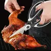 Tijeras Panda Acero Inoxidable Tijeras Domésticas Engrosadas Tijeras de Cocina Tijeras para Alimentos Nogal Multifuncionales Fuertes Tijeras para Huesos de Pollo