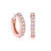 Pendientes de Aro con una Fila de Pedrería, Aros Versátiles Estilo Coreano, Aretes de Plata Europeos y Americanos, Accesorios de Cobre Frescos y Dulces