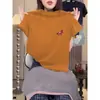 Camiseta de Algodón de Manga Corta con Cuello Redondo, Ajustada, Versátil, Moda Nueva 2026 para Mujer, para Primavera y Verano