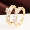 Moda Transfronteriza Más Vendida Dulce Geométrico Cuadrado Circona Anillos Dobles Exquisitos Simples Cobre Puro Anillos de Pareja Joyería