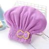 Touca de cabelo seco de princesa lã coral moda fofa touca de princesa macia absorvente laço grossa absorvente touca de banho atacado
