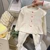 Novedad primavera y verano hilo de algodón para niños ropa de casa linda para mujer encaje tesoro ropa de aire acondicionado conjunto ropa de manga larga coreana para niños venta al por mayor