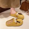 Sandálias Femininas de Verão Slip-On 2025 Novas Versáteis Tendência Planas Slip-On Mulas Preguiçosas com Biqueira Fechada