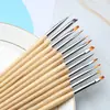 Kit de Canetas e Pincéis para Nail Art, Ferramentas de Nail Art com Cabo Único de Madeira, Canetas para Pintura e Desenho de Linhas, Ponta Redonda, Ponta Plana, Canetas de Gel UV