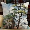 Almofada Sofá Sala de Estar Estilo Chinês Novo Estilo Chinês Boa Sorte Paisagem Almofada Lombar Almofada Capa de Almofada Escritório