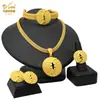 Joias de ouro 24K de Dubai conjunto de quatro peças de colar, pulseira, brincos e anel para noiva traje de joias para mulheres africanas atacado