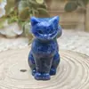 Escultura de gato de la suerte cepillada de piedra bruta de cristal natural, adorno creativo de escritorio de oficina de mineral de cristal, figura de dibujos animados