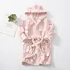 Pijama estampado de franela para niñas ropa de casa niños doble cara polar con capucha bata de baño primavera niños para dormir con bolsillos