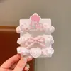 Tres nuevos estilos de estampado de flores de dibujos animados, scrunchies de intestino delgado, lindas cuerdas para el pelo de color crema, accesorios para el pelo dulces y frescos
