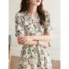 Vestido de seda de peso pesado, vestido de seda floral de alta gama, nuevo de verano 2026, longitud media, ropa de mujer de otoño
