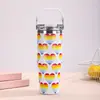 Bolsa Cruzada de Gran Capacidad 30oz Taza para Coche Impresa en 3D Termo de Acero Inoxidable de Doble Capa Taza para Beber con Doble Popote