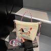 Tendência de Moda Coreana Bolsa Quadrada Pequena Bordada de Dachshund Bolsa de Ombro Transversal Simples Feminina Bolsa de Mão Versátil