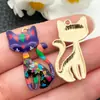 Impresión de Gota de Aceite Transfronteriza Lindo Gato Dibujo Animado Animal Colgante DIY Pulsera Collar Llavero Accesorios de Joyería