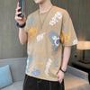 T-shirt dos homens de manga curta verão moda roupas de marca ins Hong Kong estilo na moda ins All-match urso solto impresso T-shirt