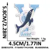 Suministro Transfronterizo de Parches Bordados de Ballena Linda de Dibujos Animados y Ola con Letras Inglesas, Parches Azules de Ola para Ropa