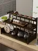Estante de Té de Escritorio Estante de Almacenamiento para Tazas de Té Kung Fu Estante de Exhibición para Tetera de Arcilla Púrpura Estante de Exhibición para Tetera de Juego de Té