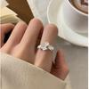 Anel de Flor em Prata de Lei 925 Feminino Nicho Simples Alta Moda Elegante Coreano Comida Anel de Dedo Anel de Primavera e Verão Explosões