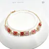 Nuevo Estilo Chino Flor Pequeña de Cinco Pétalos Pulsera de Esmalte Multicolor Esmalte de Goteo Flor Incrustada de Pedrería Cadena de Flores Fuente de Fábrica Joyería de Mano al por Mayor