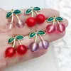 Acessórios para Joias DIY Liga Esmalte Fruta Brincos de Cereja 3D Colar Chaveiro de Carro Pingente Materiais