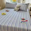 Sábana de Algodón Puro Grueso con Diseño de Gato Dulce para Niños, Pieza Única 100% Algodón Lino Esterilla Refrigerante Sábana Individual Juego de Tres Piezas Sábana Ajustable