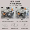 Juego de mesa de comedor y sillas de losa de roca brillante para casas pequeñas, madera maciza minimalista moderna, extensible y plegable, convertible en mesa redonda