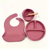 Set de Vajilla de Silicona Más Vendido Transfronterizo para Niños, Set de Alimentación de Ocho Piezas, Set de Entrenamiento para Comida de Bebé, Grado Alimenticio