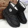 Botas de Nieve Gruesas para Mujer de Invierno con Cremallera Lateral Impermeables de Algodón Forradas de Terciopelo Cálidas Talla Grande Botines Cortos Fuente de Tienda Física