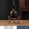 Quemador de incienso de varilla Yunqi, quemador de incienso en polvo antiadherente, soporte de metal dorado y plateado, soporte de exhibición de piedra mineral y ornamental
