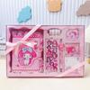 Conjunto de caja de regalo con hebilla magnética y manual de PU con encaje creativo de Sanrio de dibujos animados Kurome, regalo para niños