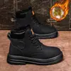 Botas Martin para Homens, Cano Alto, Forradas com Lã, Botas de Trabalho Quentes de Inverno, Botas Curtas Estilo Britânico, Botas Impermeáveis Estilo Coreano, Calçados Masculinos da Moda