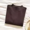 Top Básico de Color Sólido de Cuello Alto y Manga Larga para Mujer Otoño Invierno Diseño Minimalista de Nicho Corte Ajustado Versátil Top Petite de Moda