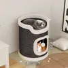 Nido para Gatos, Estructura para Trepar Gatos, Árbol para Gatos, Rascador para Gatos, Todo en Uno, Universal para Todas las Estaciones, Cubo Semicerrado Cálido de Invierno, Nido para Gatos de Doble o Triple Capa