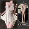 Lencería Divertida Coqueta Sexy Estilo Puro Deseo Colección Douyin Bata de Noche para Mujer Caliente Transparente Espalda Descubierta Tentación Uniforme Conjunto de Tirantes