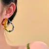 Pendientes Colgantes Redondos de Piedra Natural con Cuentas de Aguja Plateada de Dopamina Pendientes Pequeños Frescos Pendientes Sencillos Versátiles de Moda para Mujer