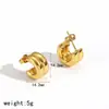 Pendientes de Acero Inoxidable con Textura Retro Europea y Americana para Mujer con Elegantes Pendientes de Titanio con Baño de Oro de 18K en Forma de C Semicircular Que No Se Desvanecen