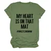 Mi Corazón Está en Ese Sitio Independiente de Deseos Estilo Europeo y Americano Camiseta Casual Simple de Manga Corta con Cuello Redondo para Mujer para Exportación