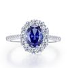Anillo Clásico Europeo y Americano Mu Jing Jewelry de Zafiro Sintético Ovalado de 7*9mm para Mujer, Modelo Popular de Exportación de Comercio Electrónico Transfronterizo