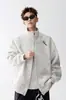 Sudadera con Cuello Alto de Diseño Retro Americano para Hombre Nueva Marca de Moda Holgada Versátil Chaqueta Cardigan Top con Doble Cremallera
