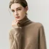 Estilo simples 100% caxemira pura malha sem costura suéter de gola alta feminino versátil slim fit mostra corpo fino suéter de base