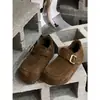 Otoño 2026 Nuevas Llegadas Gamuza Retro Suela Gruesa Aumentador de Altura Ropa Exterior Forro de Terciopelo Hebilla Casual Zapatos Birkenstock Mujer